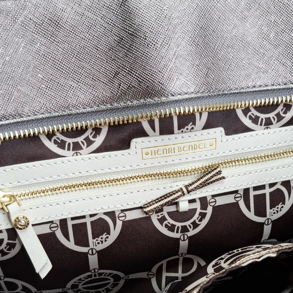 HENRI BENDEL LARGE 'METALLIC' LEATHER TOTE BAG STUDDED SIDES - Picture 6 of 16